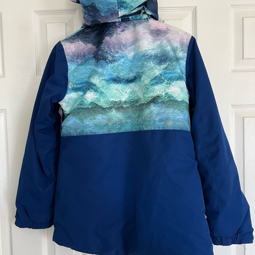Blue and Multicolor Hooded ski Jacket